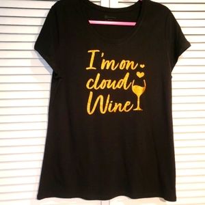 SHIRT SALE Cloud Wine Black T-Shirt with Gold Glitter Design.